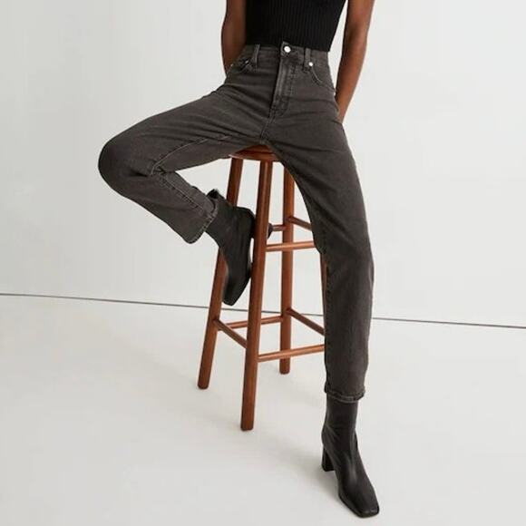 Madewell Perfect Vintage Jeans Size 26 Black Straight Leg Rigid High Rise Retro - Picture 1 of 9